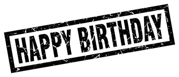 Square Grunge Black Happy Birthday Stempel — Stockvektor