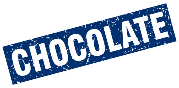 Vierkante grunge blauwe chocolade stempel — Stockvector
