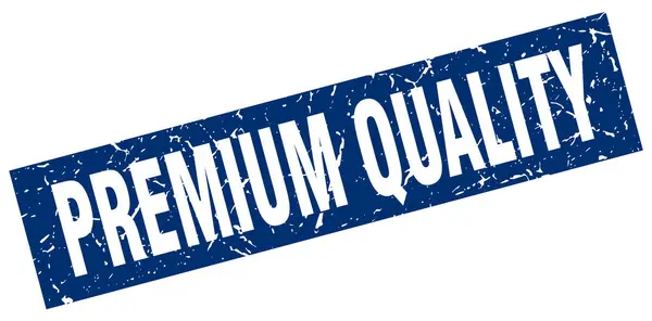 Quadrado grunge azul selo de qualidade premium — Vetor de Stock