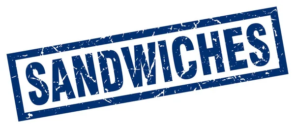 Cuadrado grunge azul sándwiches sello — Vector de stock