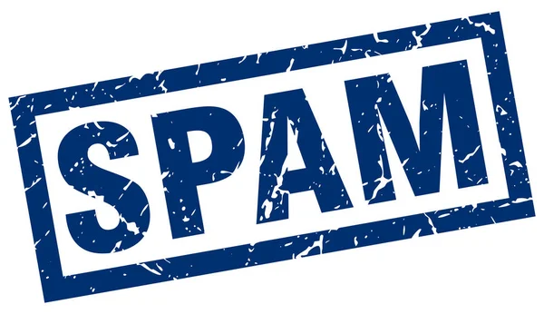 Carré grunge bleu timbre anti-spam — Image vectorielle