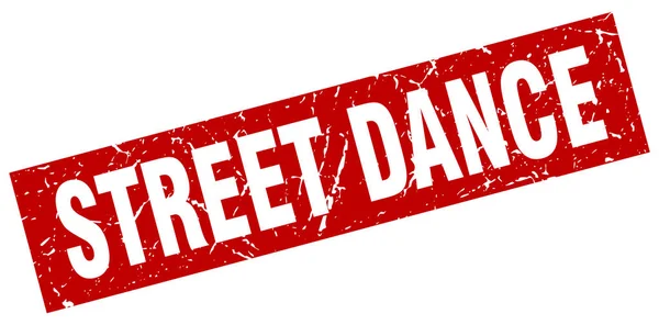 Grunge kwadrat czerwony znaczek street dance — Wektor stockowy