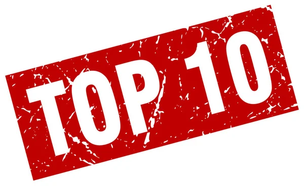 Razítka čtvercová grunge červený top 10 — Stockový vektor