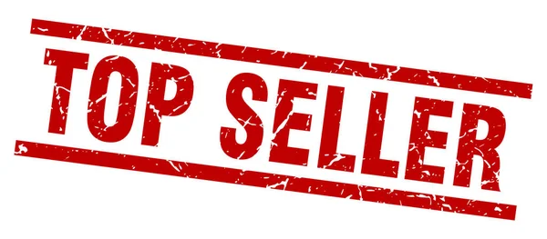 Quadrado grunge vermelho top vendedor carimbo — Vetor de Stock