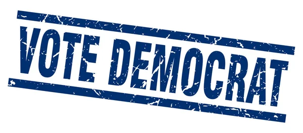 青い正方形のグランジ投票民主党スタンプ — ストックベクタ