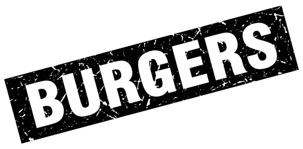 Quadrata grunge hamburger neri timbro — Vettoriale Stock