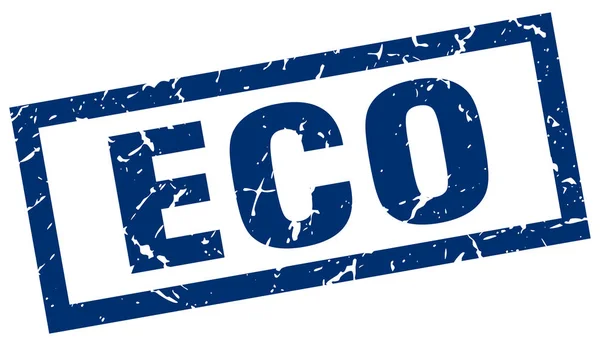 Kék négyzet grunge eco bélyegző — Stock Vector