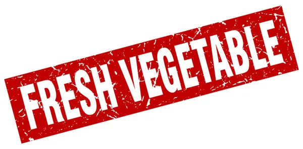 Timbre carré de légumes frais rouge grunge — Image vectorielle