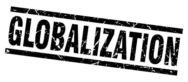 Cuadrado grunge negro globalización sello — Archivo Imágenes Vectoriales