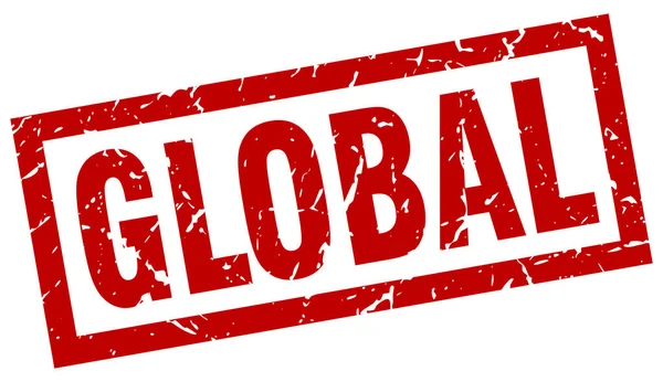 Square Grunge rote globale Briefmarke — Stockvektor