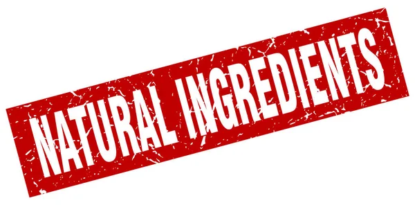 Quadrado grunge vermelho ingredientes naturais carimbo —  Vetores de Stock