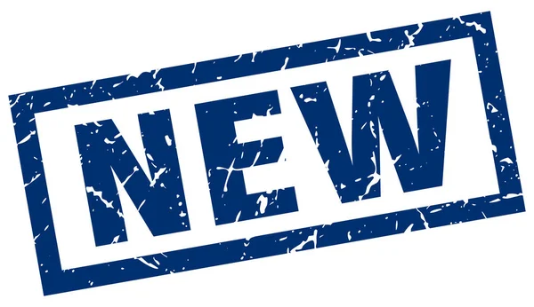Grunge cuadrado azul nuevo sello — Archivo Imágenes Vectoriales