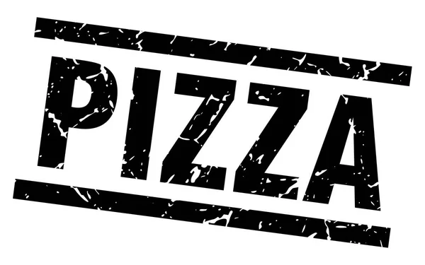 Fyrkantig grunge svart pizza stämpel — Stock vektor