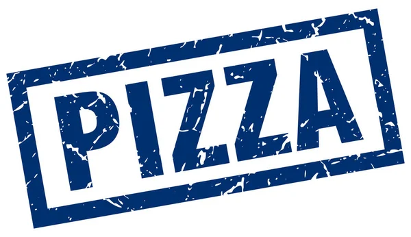 Quadrata grunge blu timbro pizza — Vettoriale Stock