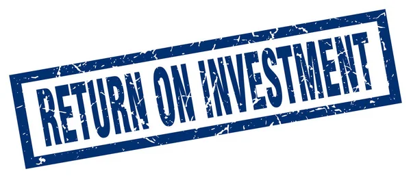 Quadrado grunge azul retorno sobre o selo de investimento — Vetor de Stock