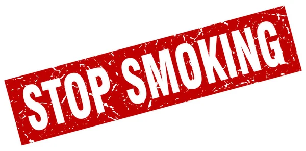 正方形のグランジ赤い停止喫煙スタンプ — ストックベクタ