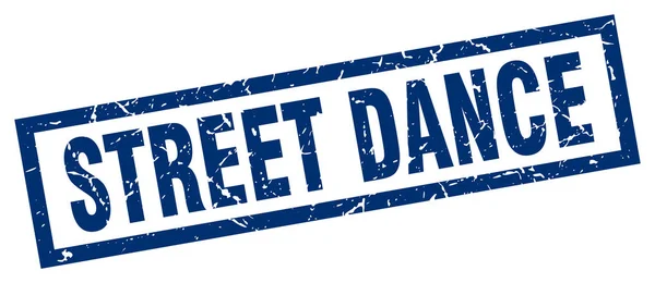 Grunge quadrado azul rua dança carimbo — Vetor de Stock