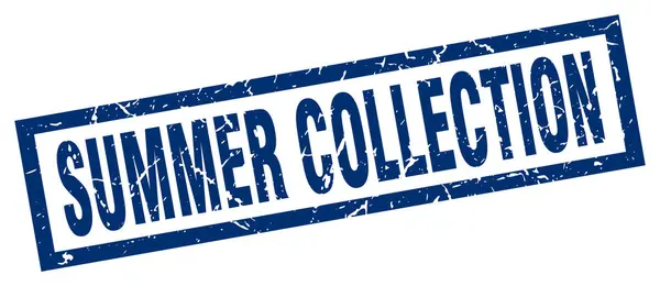 Grunge kwadrat niebieski letnich kolekcji znaczków — Wektor stockowy