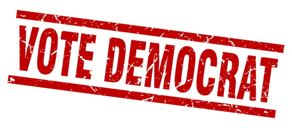 Carré grunge vote rouge timbre démocrate — Image vectorielle