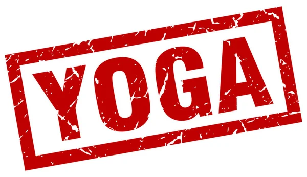 Sello cuadrado grunge yoga rojo — Archivo Imágenes Vectoriales