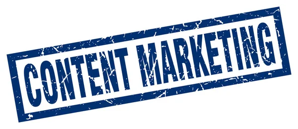 Grunge cuadrado sello de marketing de contenidos azul — Vector de stock