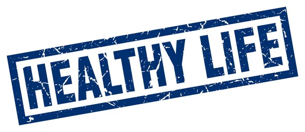 Square grunge blue Stempel für gesundes Leben — Stockvektor