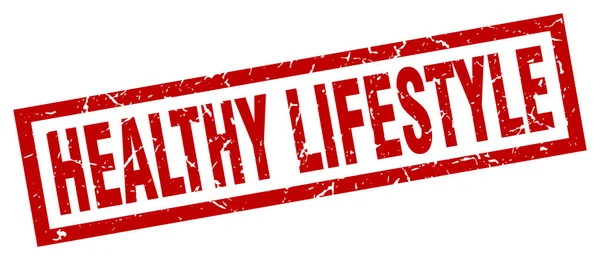 Fyrkantig grunge röd hälsosam livsstil stämpel — Stock vektor