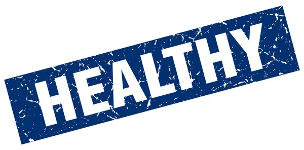 青い正方形のグランジ健康スタンプ — ストックベクタ
