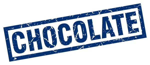 Grunge kwadrat niebieski znaczek czekolady — Wektor stockowy