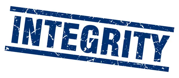 Grunge cuadrado sello de integridad azul — Archivo Imágenes Vectoriales