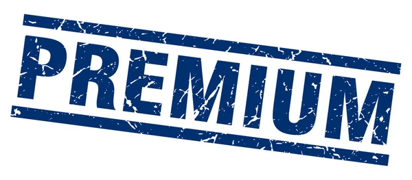 Grunge carré timbre premium bleu — Image vectorielle