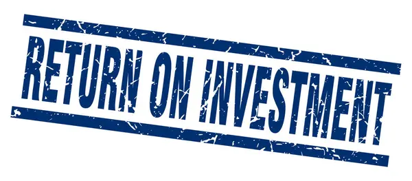 Square grunge blue return on investment stamp — Stock Vector