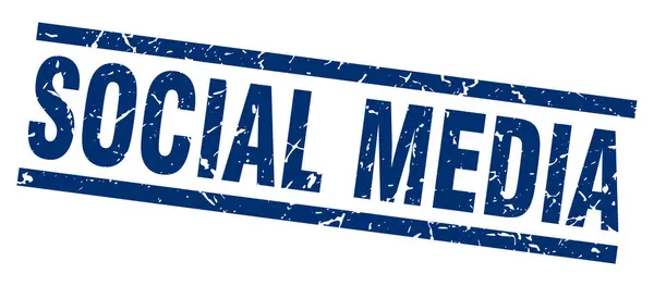 Quadrata grunge blu francobollo dei social media — Vettoriale Stock