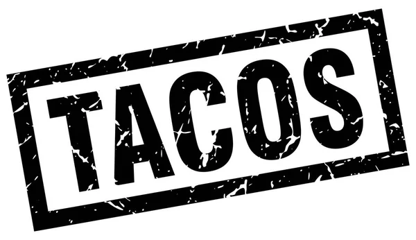 Fyrkantig grunge svart tacos stämpel — Stock vektor