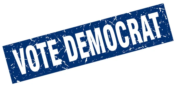 蓝色方形 grunge 投票民主党邮票 — 图库矢量图片