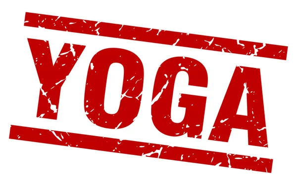 Square Grunge roter Yoga-Stempel — Stockvektor