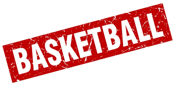 Cuadrado grunge rojo baloncesto sello — Vector de stock