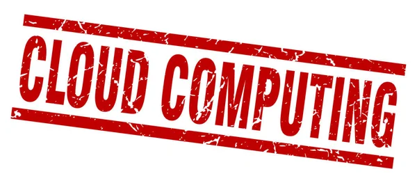 Square Grunge Red Cloud Computing Stempel — Stockvektor