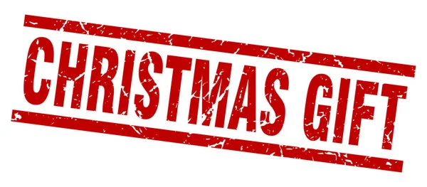 Grunge cuadrado rojo sello de regalo de Navidad — Vector de stock