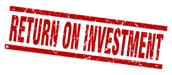 Quadrado grunge vermelho retorno sobre o selo de investimento — Vetor de Stock