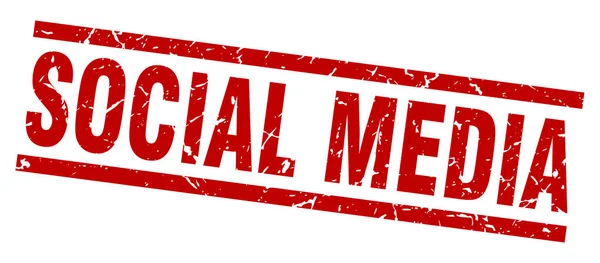 Square Grunge roter Social-Media-Stempel — Stockvektor