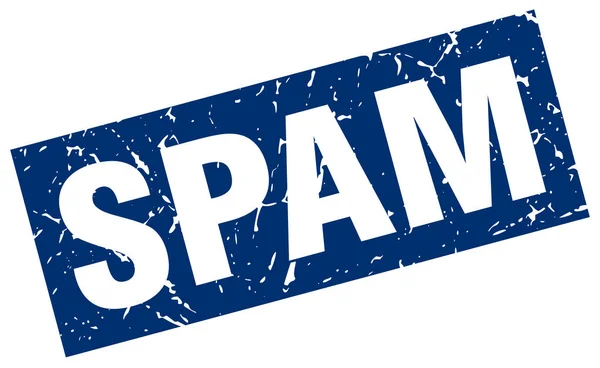 Square Grunge blauer Spam-Stempel — Stockvektor