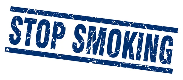 Quadrato grunge blu smettere di fumare timbro — Vettoriale Stock