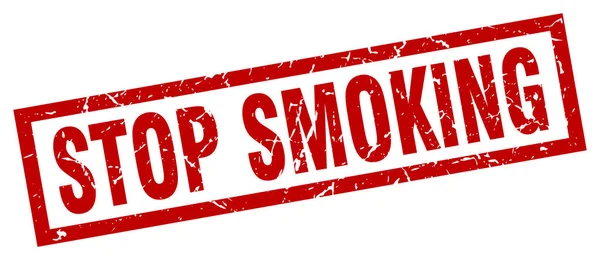 Vierkante grunge rode stop roken stempel — Stockvector