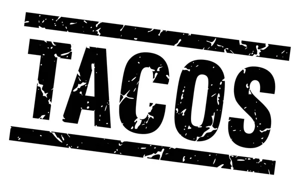 Cuadrado grunge negro tacos sello — Vector de stock