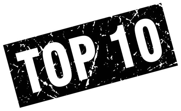 Grunge cuadrado negro top 10 sello — Vector de stock