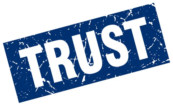 Grunge carré timbre de confiance bleu — Image vectorielle