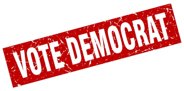 红色的方形 grunge 投票民主党邮票 — 图库矢量图片