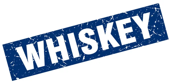 青い正方形のグランジ ウイスキー スタンプ — ストックベクタ