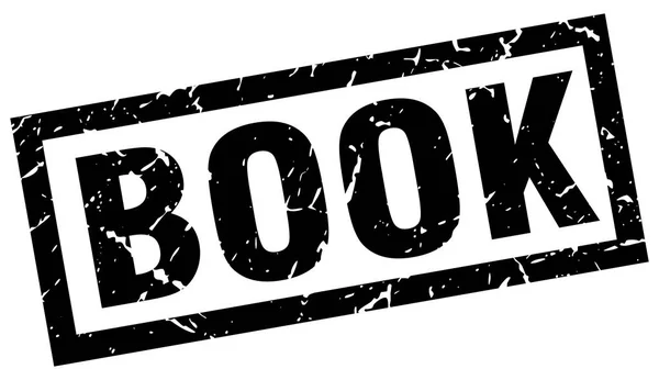 Cuadrado grunge negro libro sello — Vector de stock